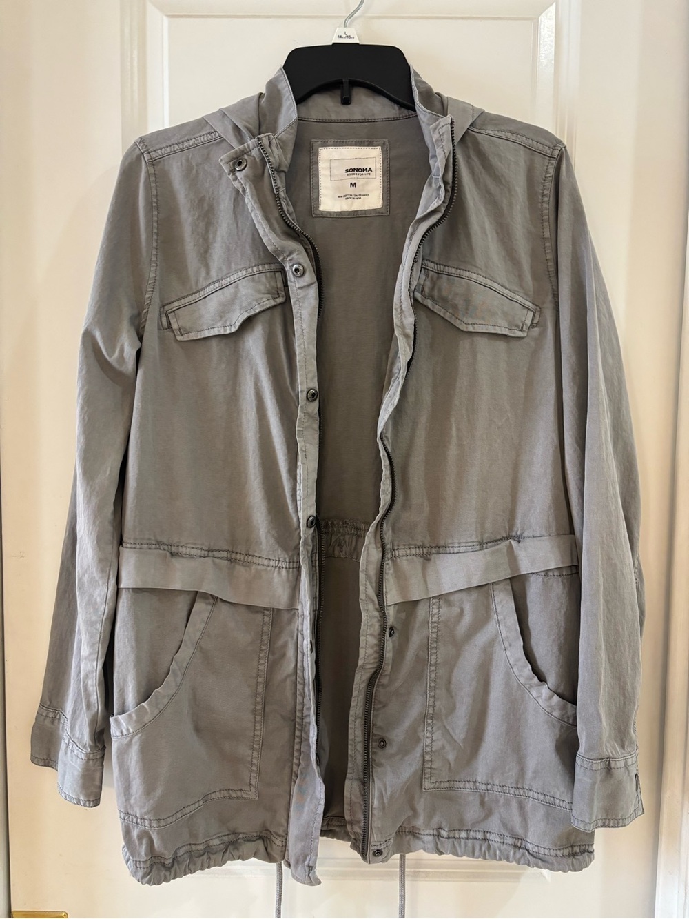 Sonoma Women's Light Gray Hooded Utility Jacket